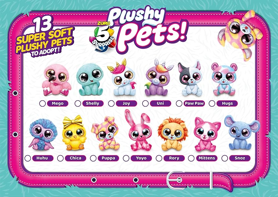5 Surprise Plushy Pets Series 1 Mystery Collectible Capsule By ZURU